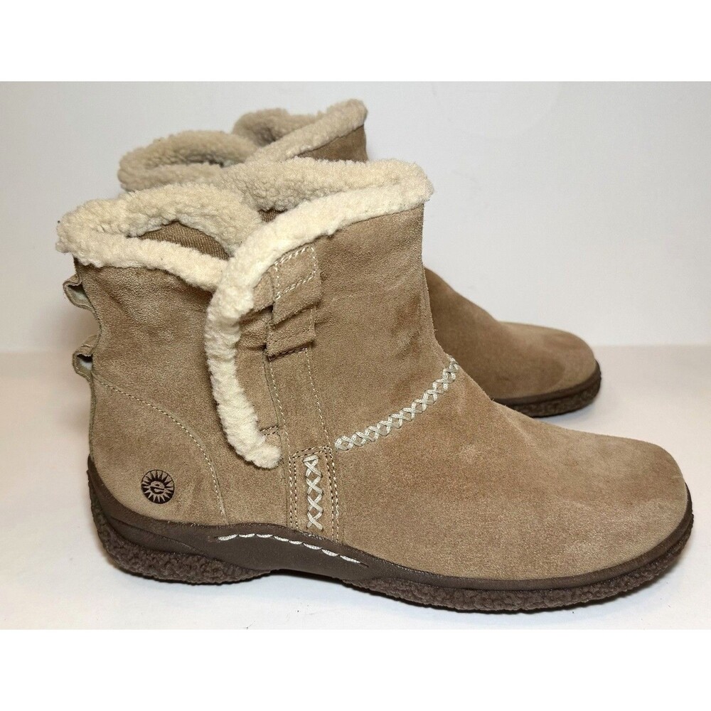 Earth Spirit Paula II Boots Women’s 8 Tan Suede Leather Faux Fur Ankle Booties
